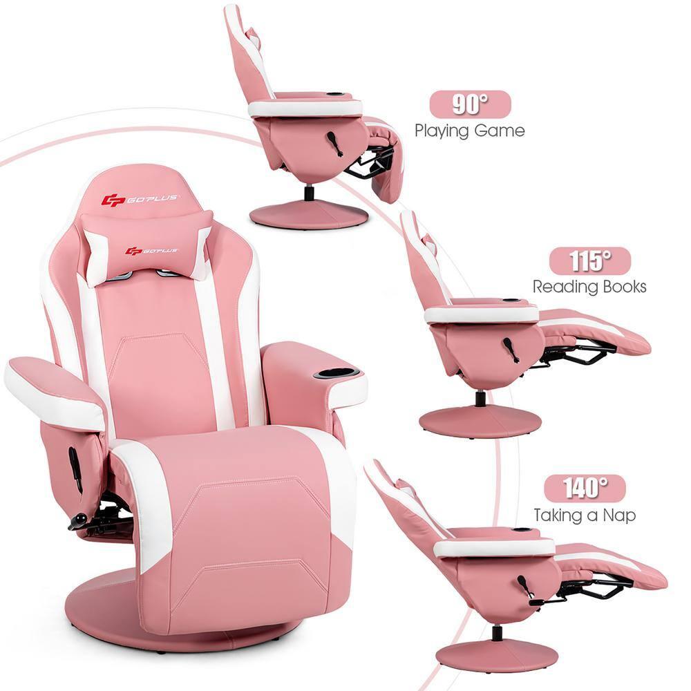 Costway Costway Goplus Reclining PC & Racing Game Chair with Footrest in Pink