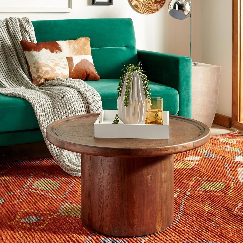 Devin Round Coffee Table - Dark Oak - Safavieh