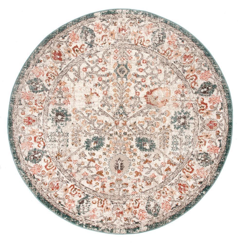 nuLOOM Lenore Vintage Floral Beige 6' 7" Transitional Round Rug