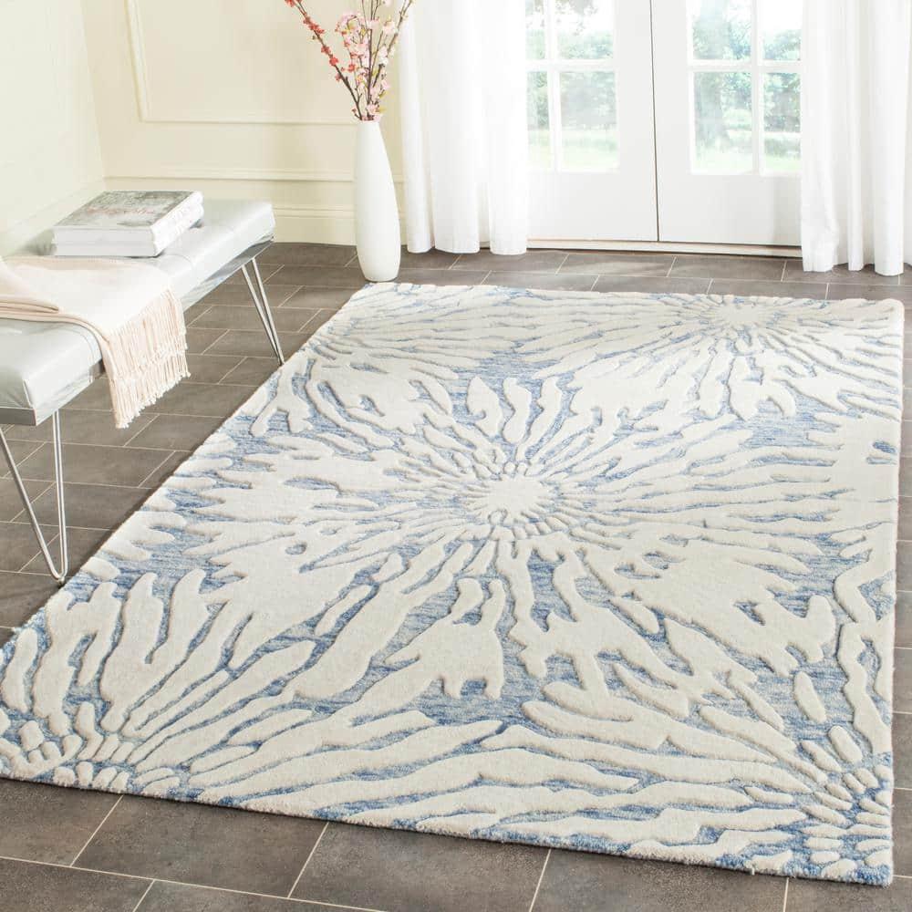 Bella BEL129 Hand Tufted Accent Rug - Dark Blue/Ivory - 2'6"x4' - Safavieh.