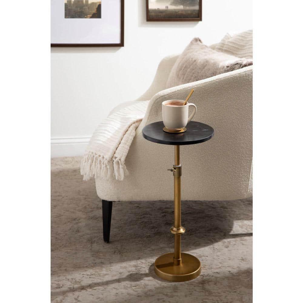 Kate and Laurel Engles Adjustable Marble Table and Plant Stand, 10x10x22, Gold
