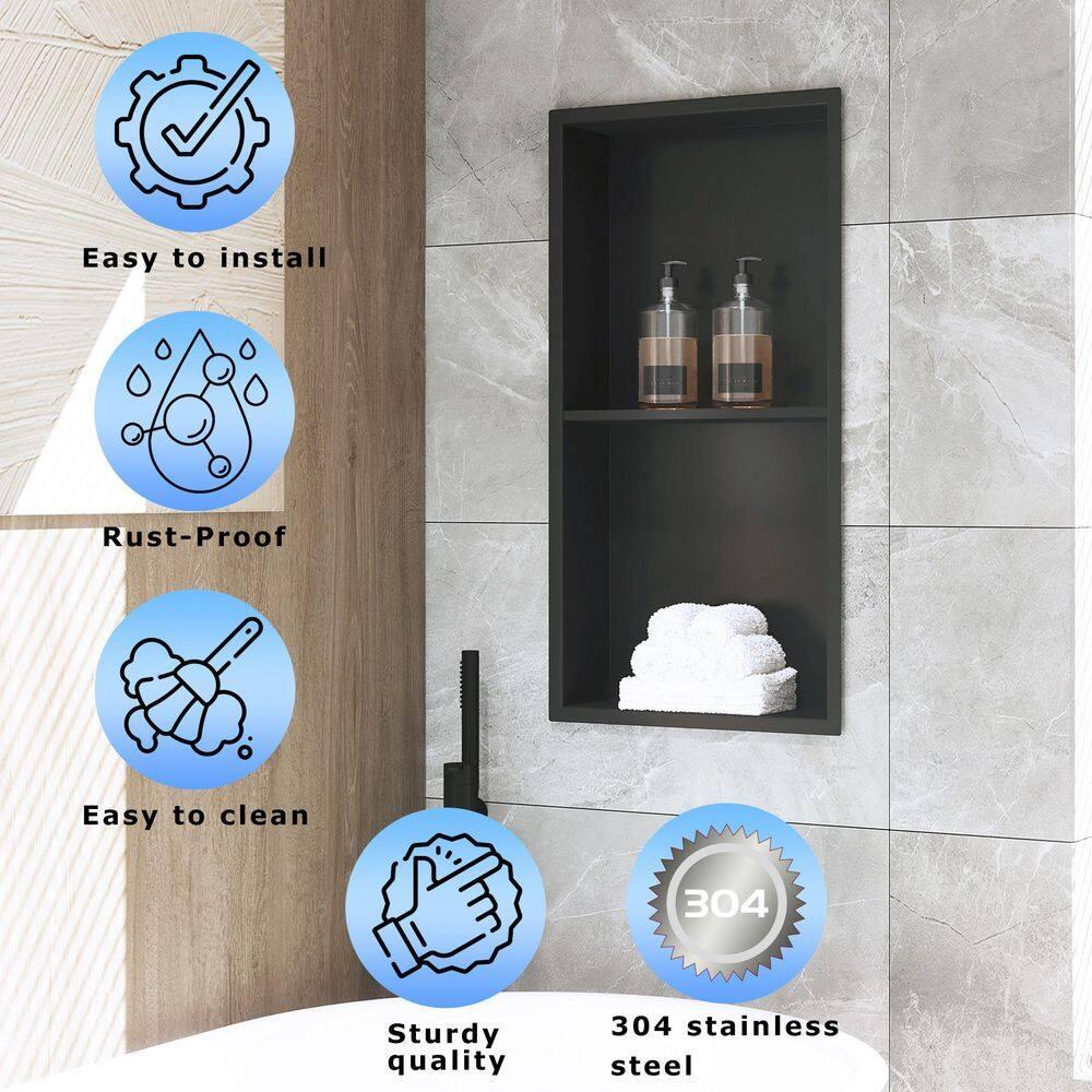 Hypertaire Double Layer Recessed Shower Niche No Tile Needed