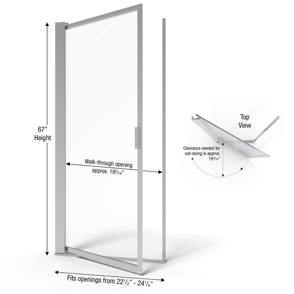Basco Sopora 24.5" x 67" Pivot Framed Shower Door SOPN00A2467RNSV