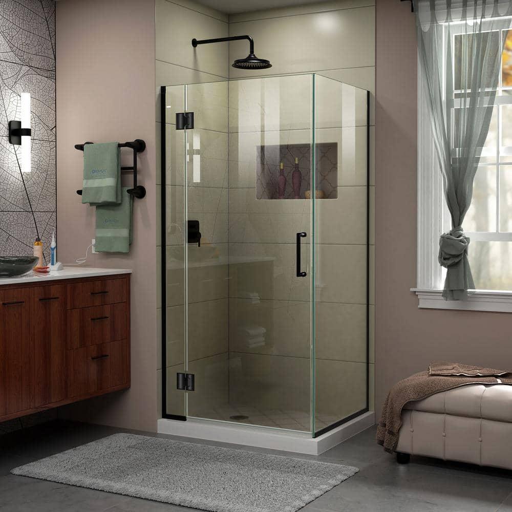 Unidoor-X 33 3/8 in. W x 30 in. D x 72 in. H Frameless Hinged Shower Enclosure