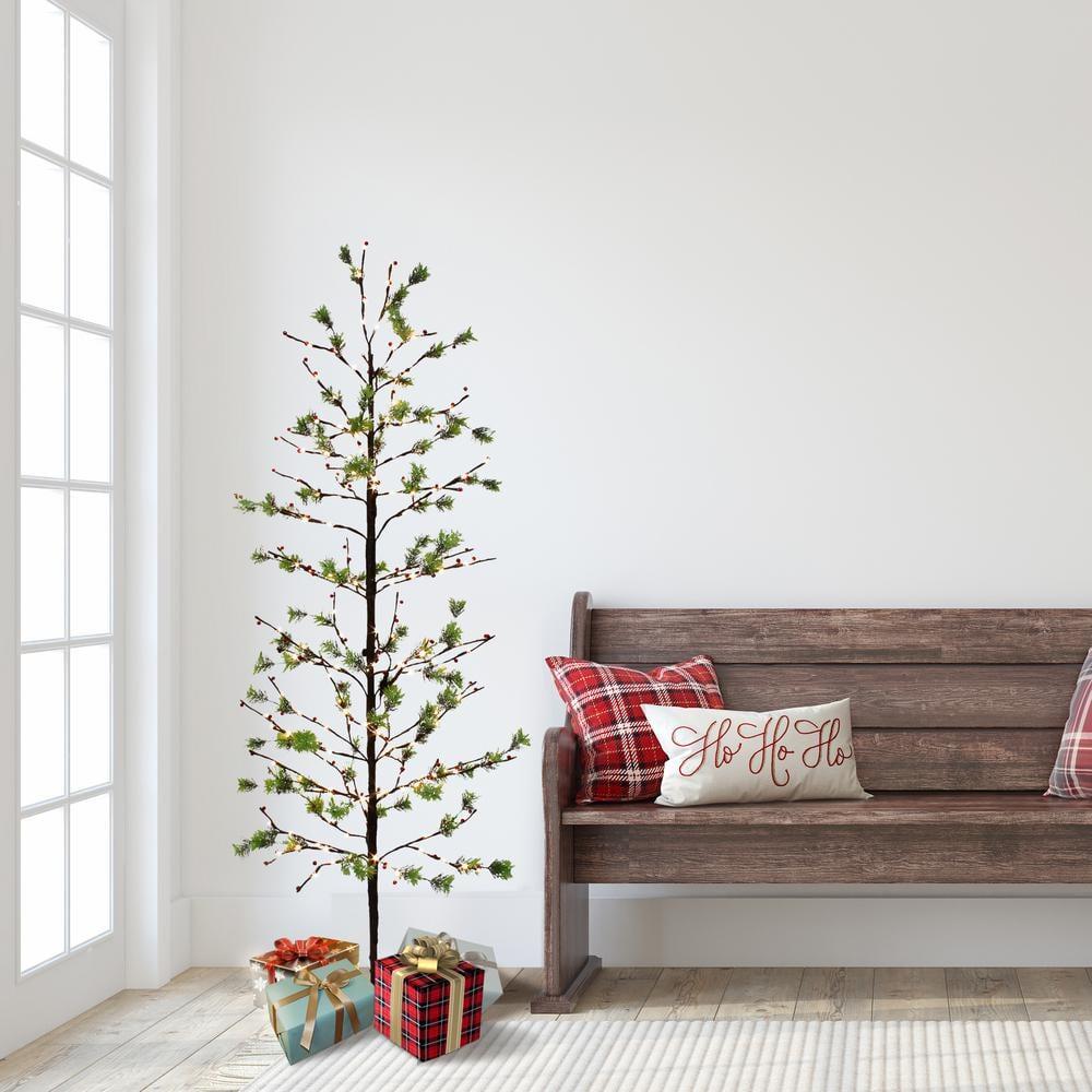 Puleo International 6 ft. Pre-Lit Twig Tree with 240 White LED Twinkle Lights