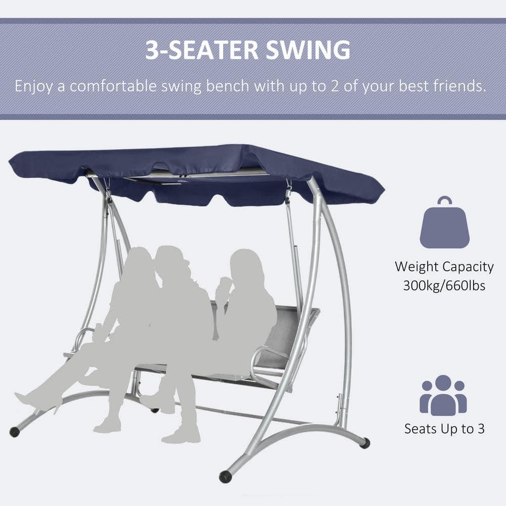 Outsunny 3-Seater Patio Swing Chair with Canopy Top for Backyard Balcony