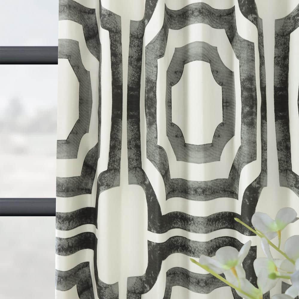 HPD Half Price Drapes Geometric Printed Curtains 108 Inches Long Luxury Cotton Curtains (1 Panel) Room Darkening Window Curtains for Bedroom & Living Room, 50W x 108L, Mecca Geometric Steel