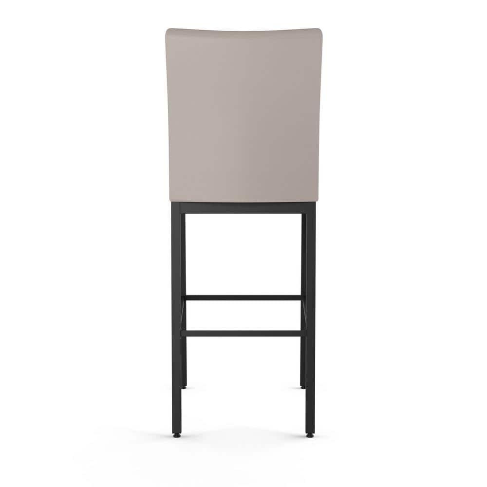 Amisco Perry Upholstered Barstool Cream/Black: Faux Leather, Steel Frame, 30" Height