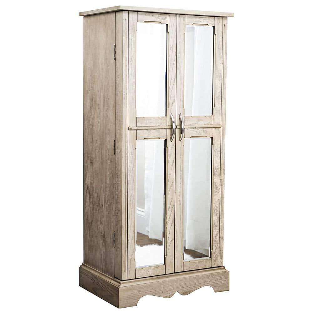 Hives & Honey Meadow Standing Jewelry Armoire Cabinet, Jewelry Storage Organizer with Top Flip Mirror, 2 Doors, 7 Drawers, Jewelry Chest, Jewelry Box for Necklace, Earring, Bracelet, Taupe