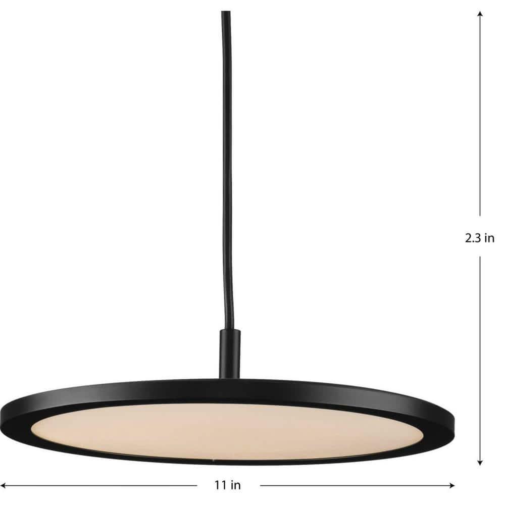 Progress Lighting Everlume 1-Light LED Pendant, Matte Black, Edge-Lit Flat Panel Diffuser