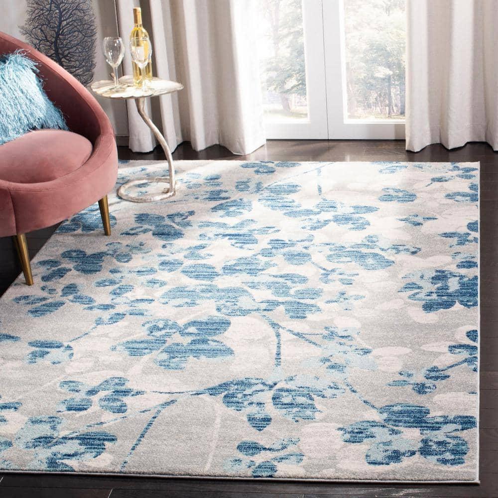 Evoke EVK236 Power Loomed Area Rug - Grey/Light Blue - 6'7"x9' - Safavieh.