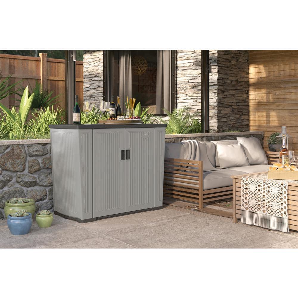 Suncast Backyard Oasis 130 Gallon Outdoor Storage Basic Unit, Dove Gray
