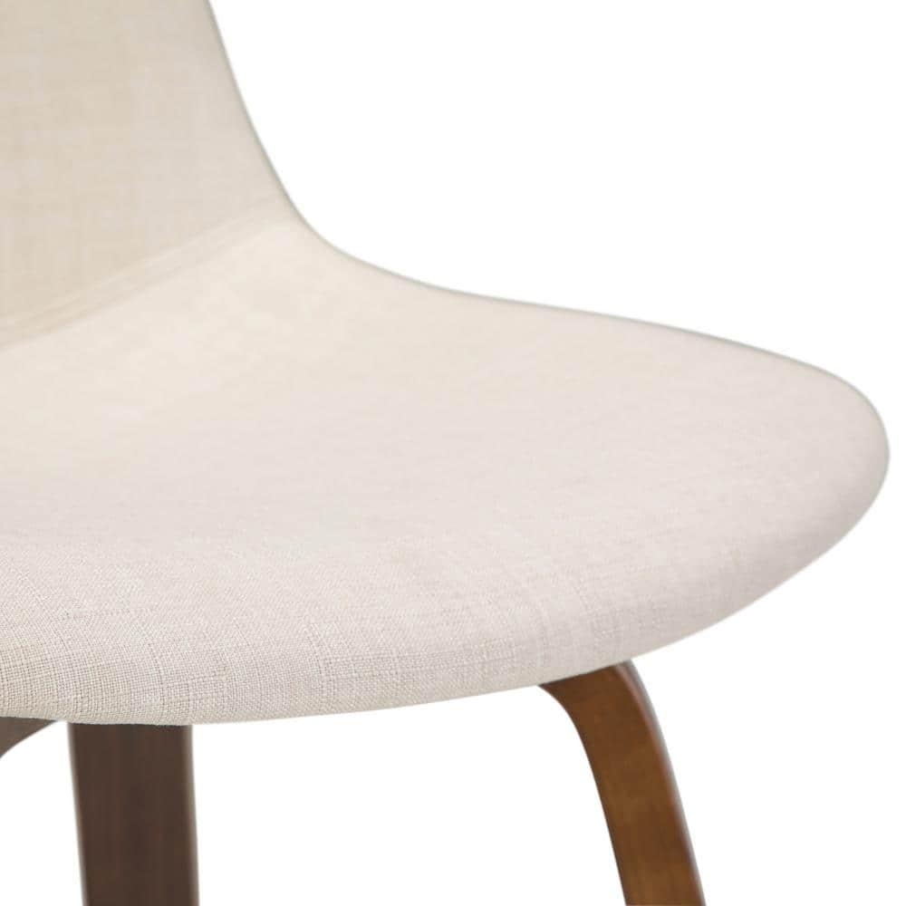 Simpli Home Randolph Upholstered Bentwood Mid-Century Modern Bar & Counter Stool with Chrome Footrest (Set of 2)