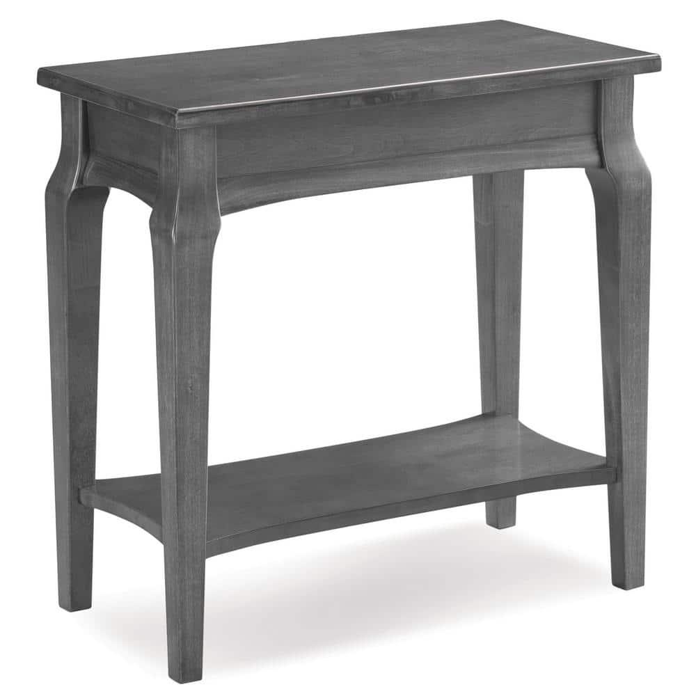 Leick Home Solid Wood Stratus 12 in. Narrow Side End Table with Shelf, Smoke Gray