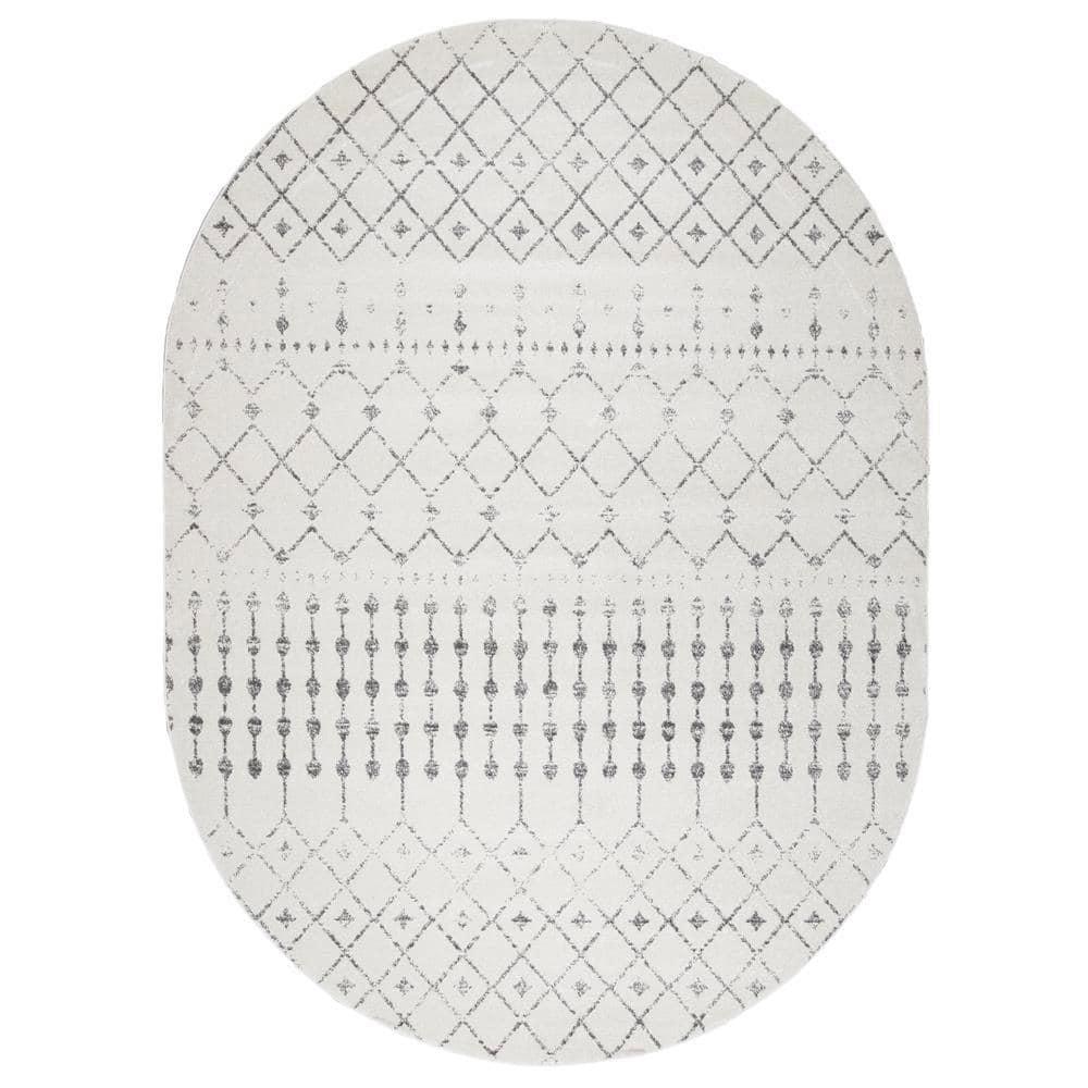 nuLOOM Moroccan Blythe Grey 6' 7" x 9' Transitional Oval Rug