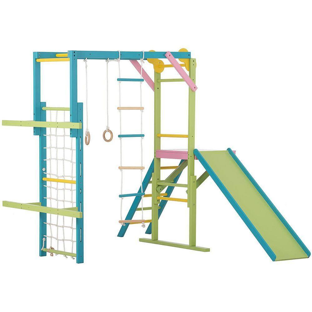 Avenlur Grove - Wood indoor 8-in-1 Wall Jungle Gym, Color