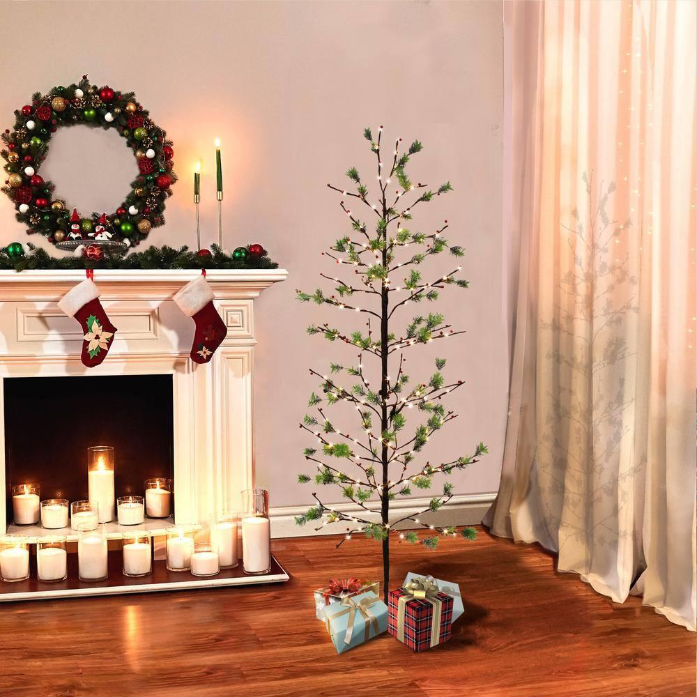 Puleo International 6 ft. Pre-Lit Twig Tree with 240 White LED Twinkle Lights