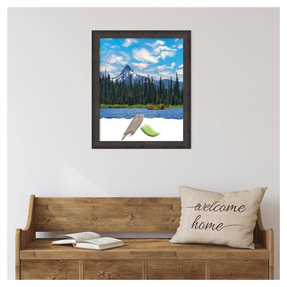 Amanti Art Dappled Black Brown Narrow Wood Picture Frame Opening Size 18x22 in.