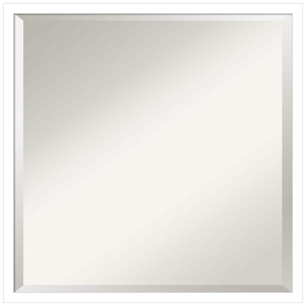 Amanti Art Beveled Wood Bathroom Wall Mirror - Svelte Frame Svelte White Outer Size: 21 x 21 in White