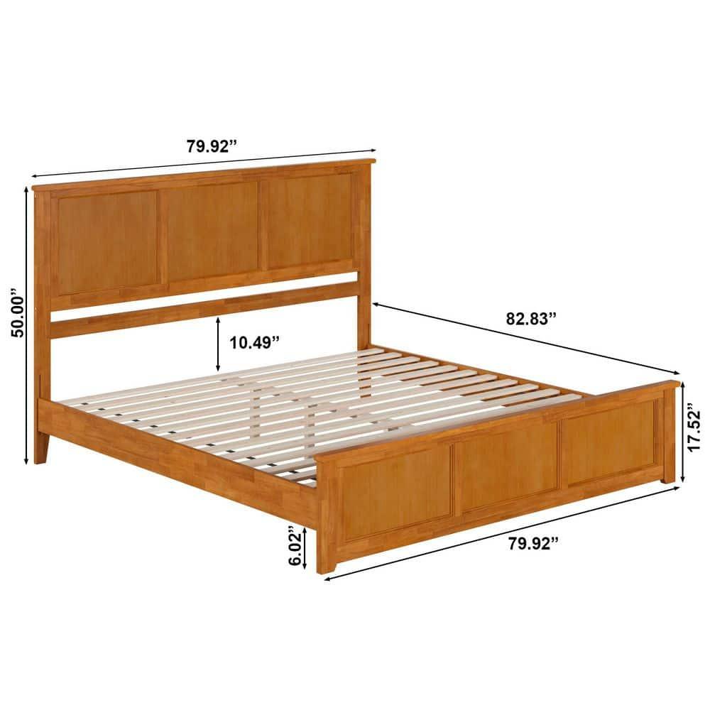 AFI Charlotte King Wood Low Profile Platform Bed with Matching Footboard, Light Toffee