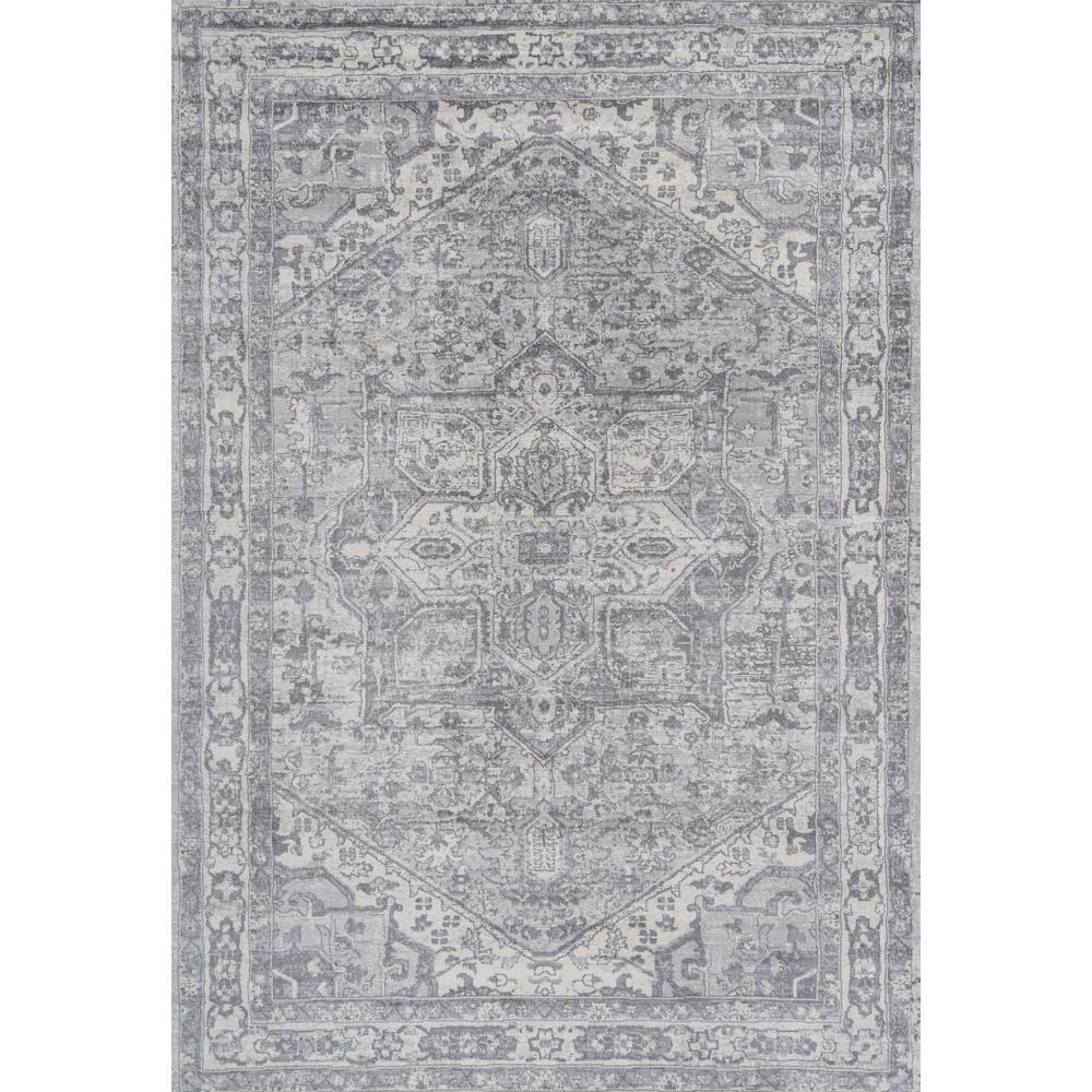 3' X 5' Modern Persian Vintage Medallion Area Rug, Light Gray/Ivory - JONATHAN Y