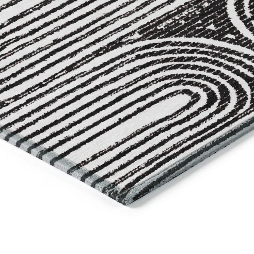 Addison Rugs Chantille ACN140 Black 2'3" x 7'6" Indoor Outdoor Hallway Runner Rug, Stain Resistant Washable Kitchen Area Carpet for Bathroom, Laundry and Bedroom