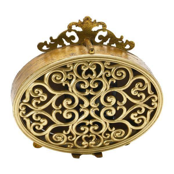 Creative Co-Op Distressed Pewter Mantel Clock, Gold Finish