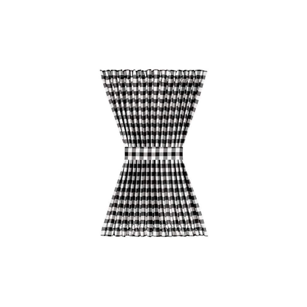 Achim Buffalo Check Indoor Polyester/Cotton Light Filtering Checkered Door Curtain Panel, Black/White, 54-in W x 40-in L