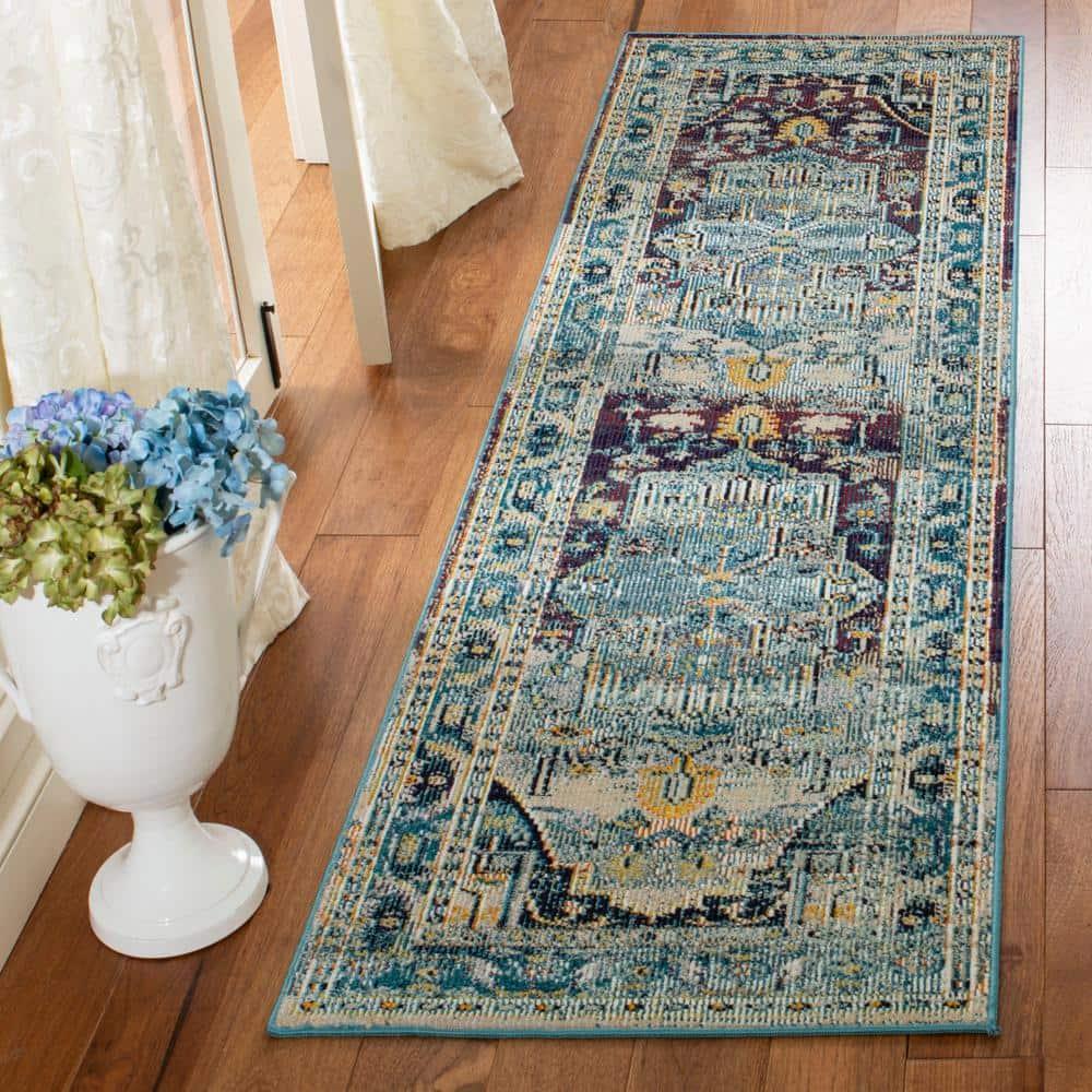 Crystal CRS501 Loomed Indoor Accent Rug - Teal/Rose - 2'2"x5' - Safavieh