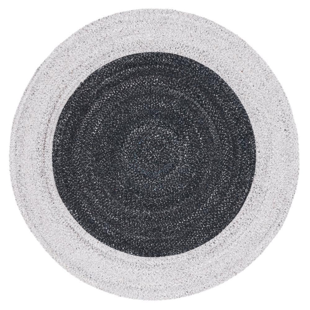 SAFAVIEH Braided Celinda Confetti Bordered Area Rug, Dark Grey/Light Grey, 6' x 6' Round