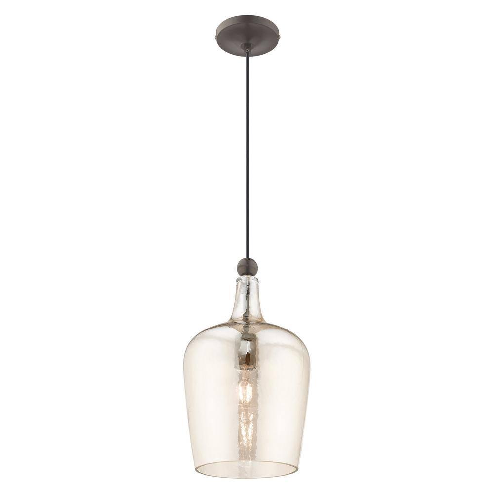 Livex Lighting Art Glass 1 - Light Pendant in  English Bronze