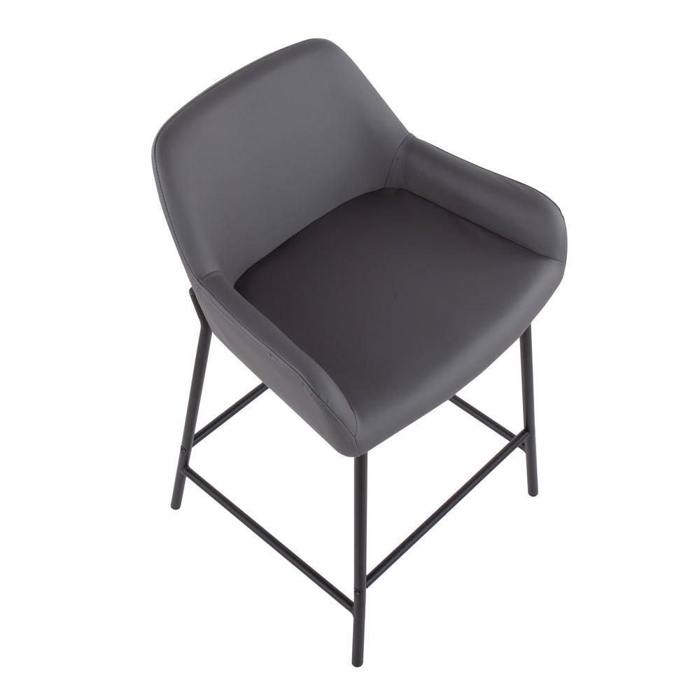 Set of 2 Daniella Metal/Faux Leather Counter Height Barstools Black/Gray - LumiSource: Padded, Modern Design, 250lb Capacity