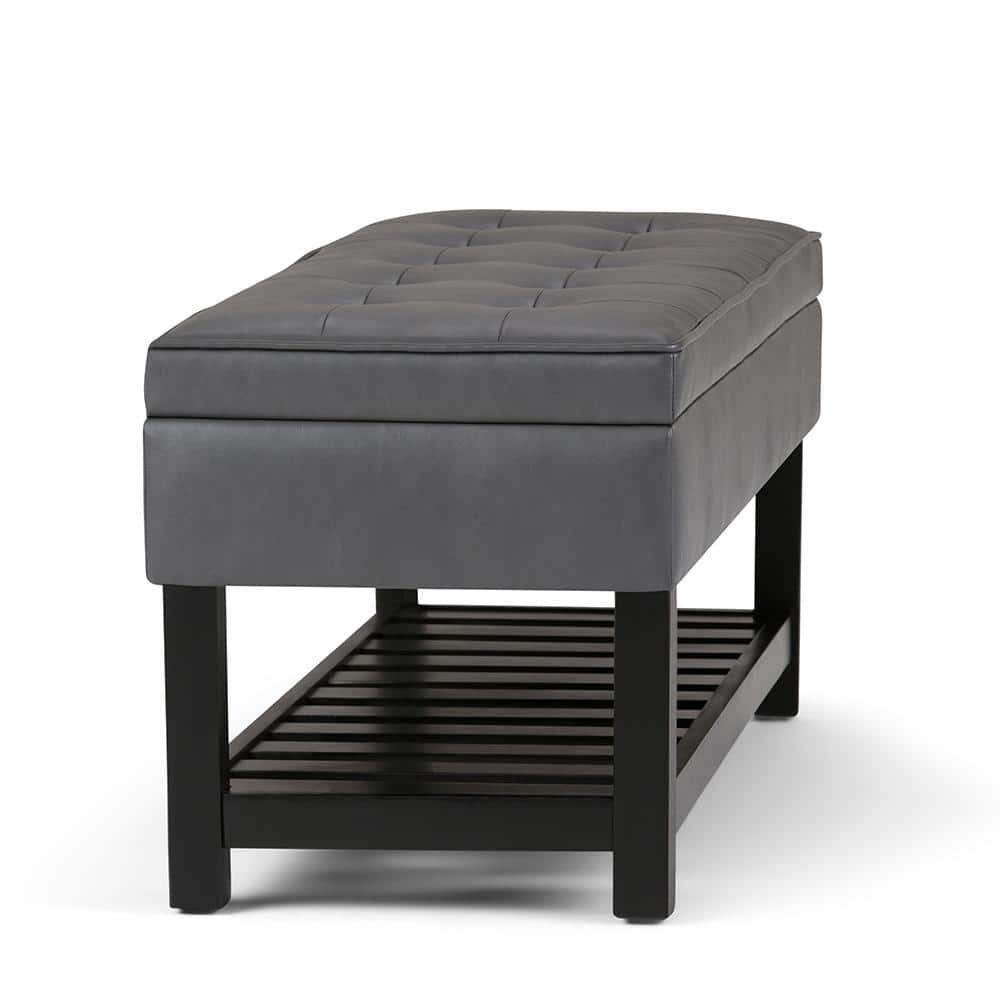 Simpli Home Cosmopolitan 44"W Transitional Tufted Storage Ottoman Bench with Lift Top