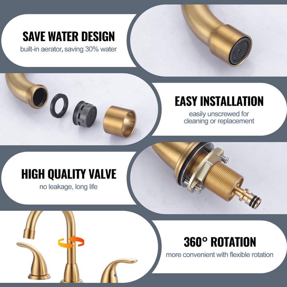 8 Inch Widespread Double Handle Bathroom Faucet With Pop-Up Drain Kit