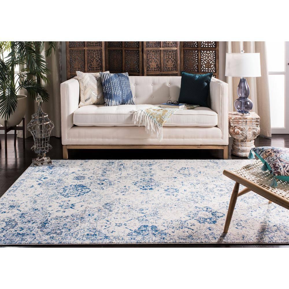 Madison MAD611 Power Loomed Indoor Area Rug - White/Royal Blue - 5'3"x7'6" - Safavieh