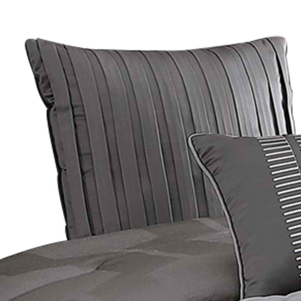 Benjara Gray Microfiber 10 Piece Comforter Set