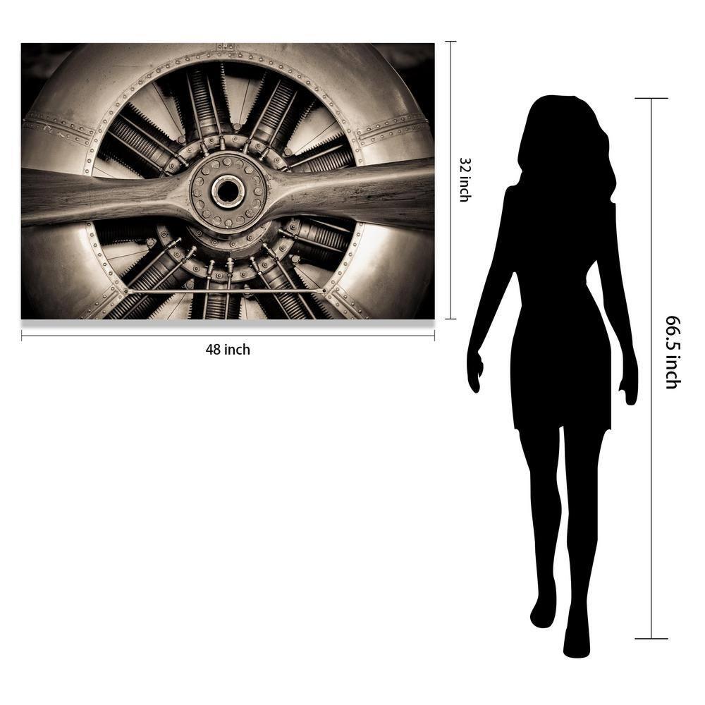 Empire Art Direct Plane Propeller Frameless Free Floating Tempered Glass Panel Graphic Wall Art, 48" x 32" x 0.2", Ready to Hang