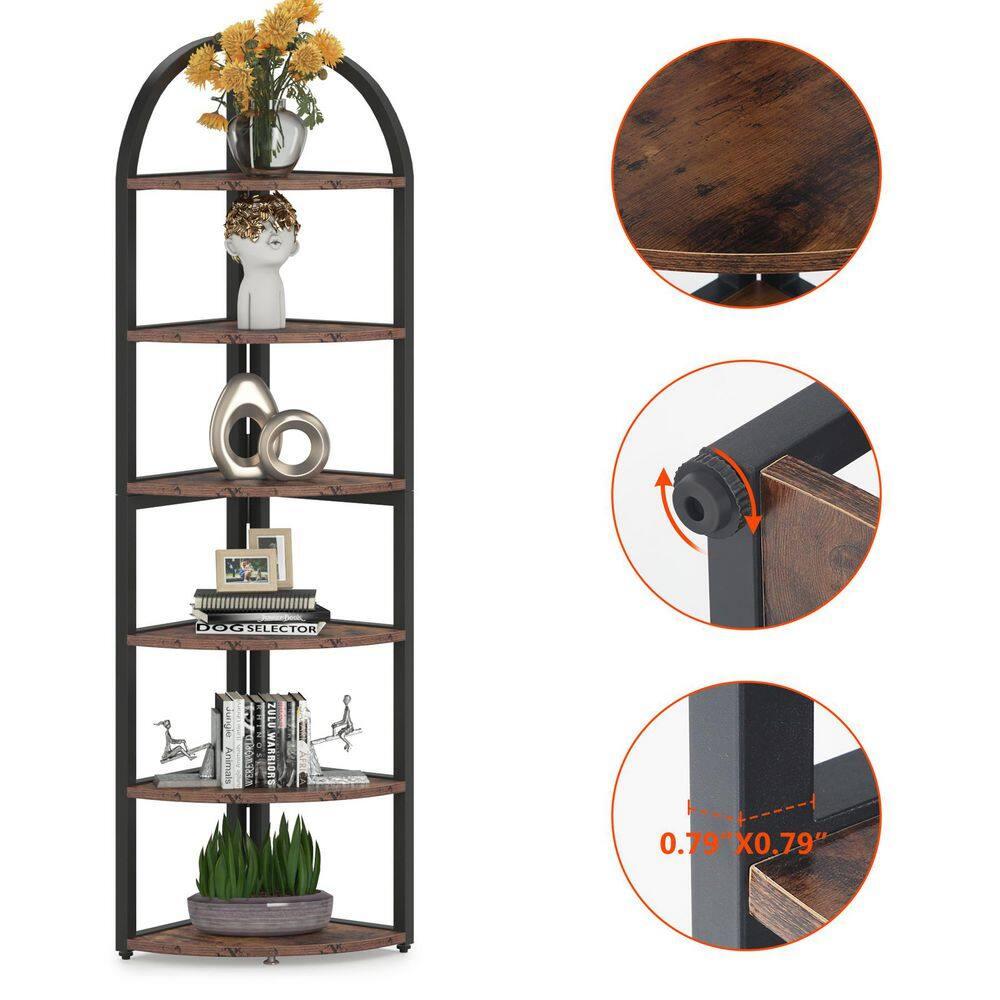 Hommoo 6-Tier Corner Shelf, 71 inch Tall Corner Bookshelf for Small Space