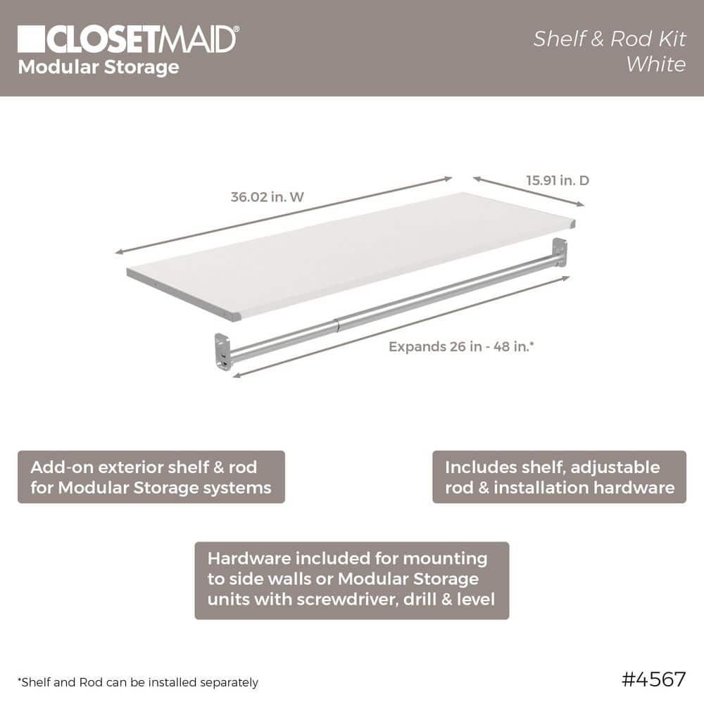 Modular Storage 36.02" W Shelf & Closet Rod