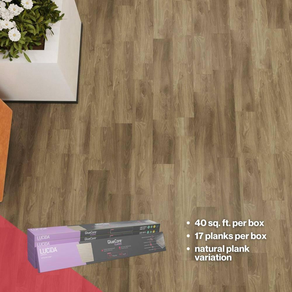 Lucida USA GlueCore Classic 22mil x 7.3" W x 48" L Glue Down Vinyl Tile Flooring