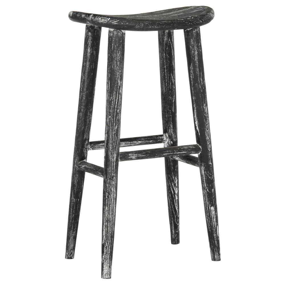 Colton Wood Bar Stool - BST1001 - Black/White Wash/Sungkai Wood - Safavieh
