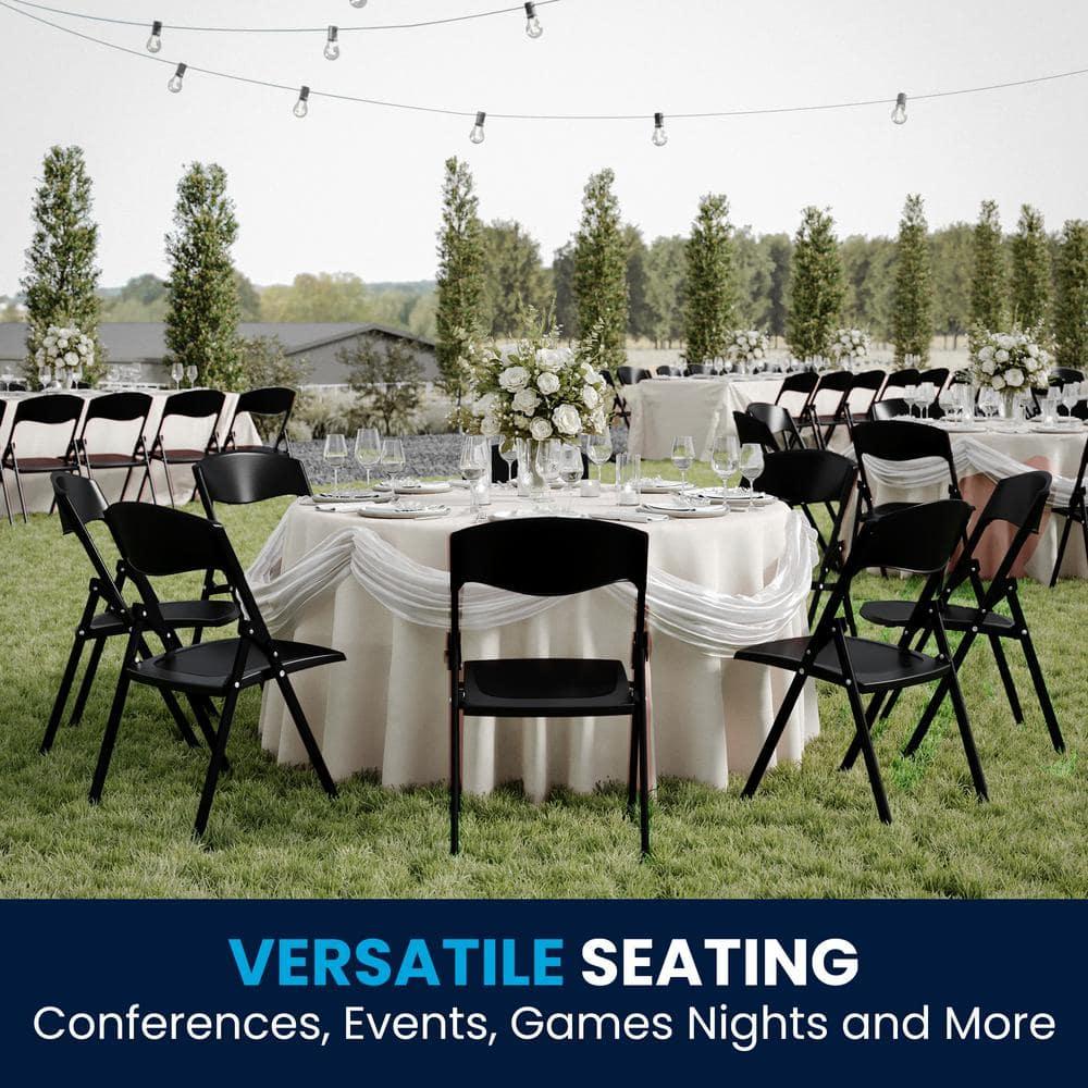 Flash Furniture HERCULES Series 500 lb. Capacity Heavy Duty Black Plastic Folding Chair with Built-in Ganging Brackets