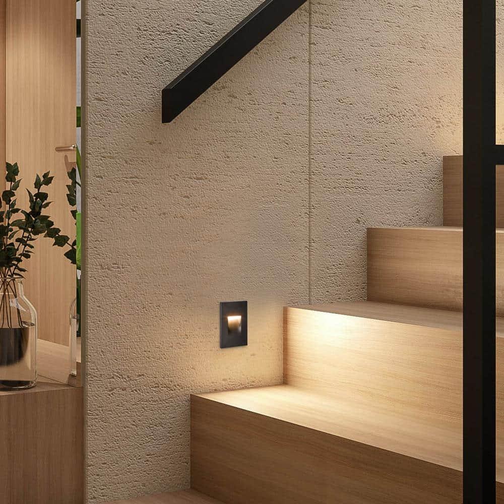 Vertical LED Step Light, Indoor/Outdoor Stair Light, 3 CCT Color Selectable 3000K/4000K/5000K, Black (2-Pack)