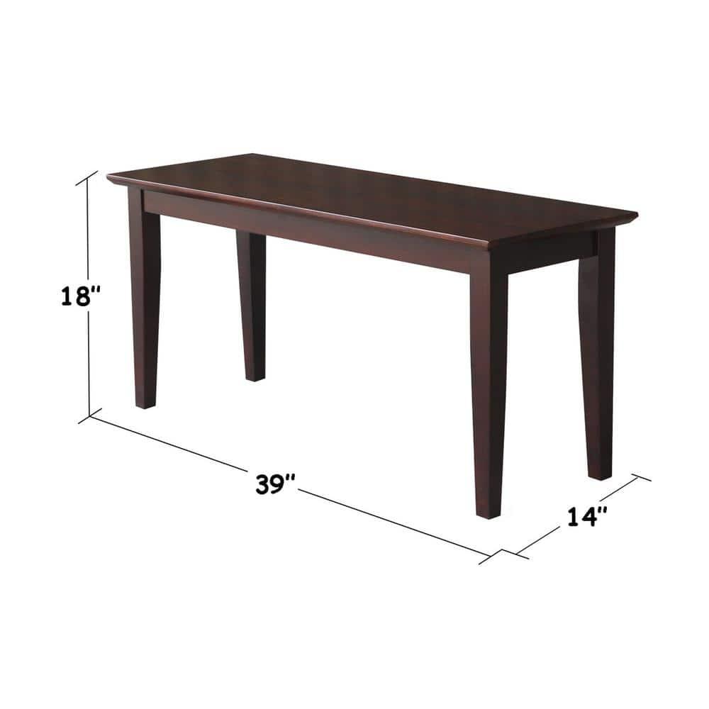 Brookshire Bench - Rich Mocha - International Concepts: Hardwood Frame, 400lb Capacity, Spot Clean