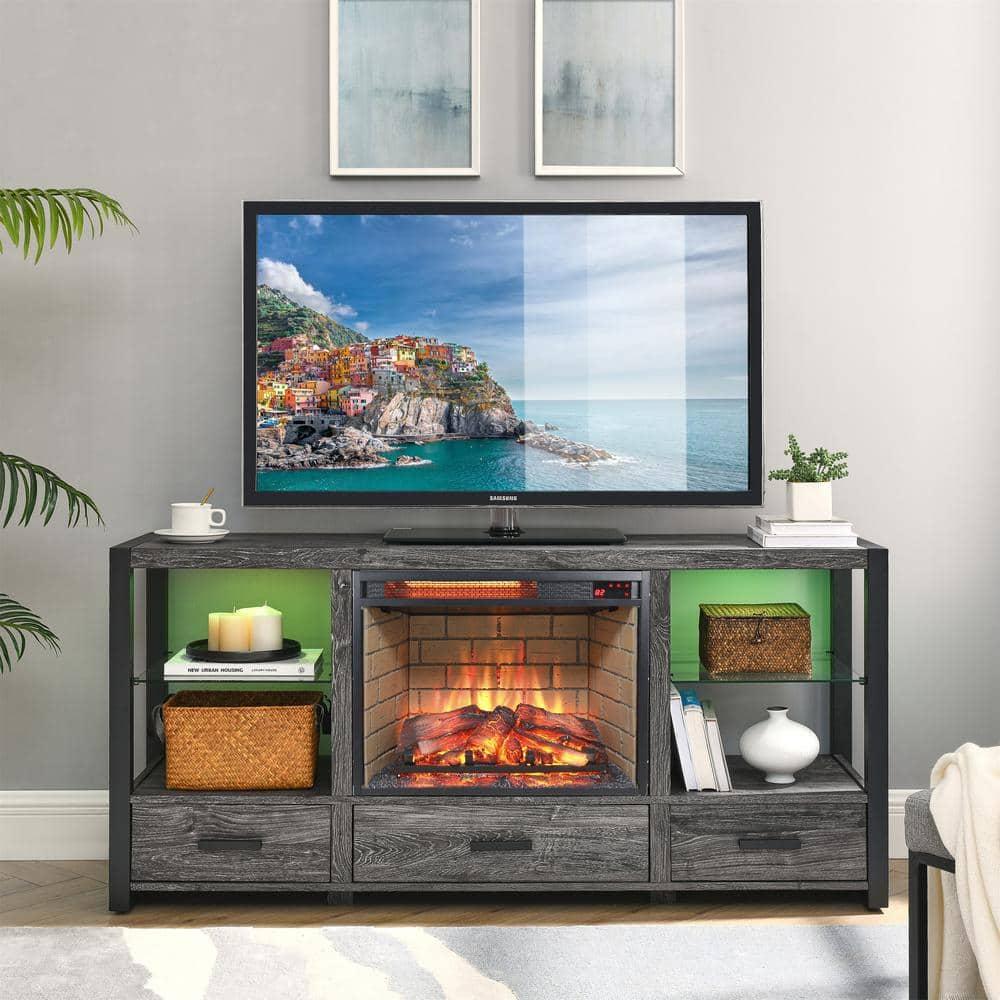23 Inch Electric Fireplace Insert,Infrared Quartz Heater With Realistic Flames and Remote Control,Electric Fireplace Heater With Overheating Protection,Remote,Woodlog Version with Brick