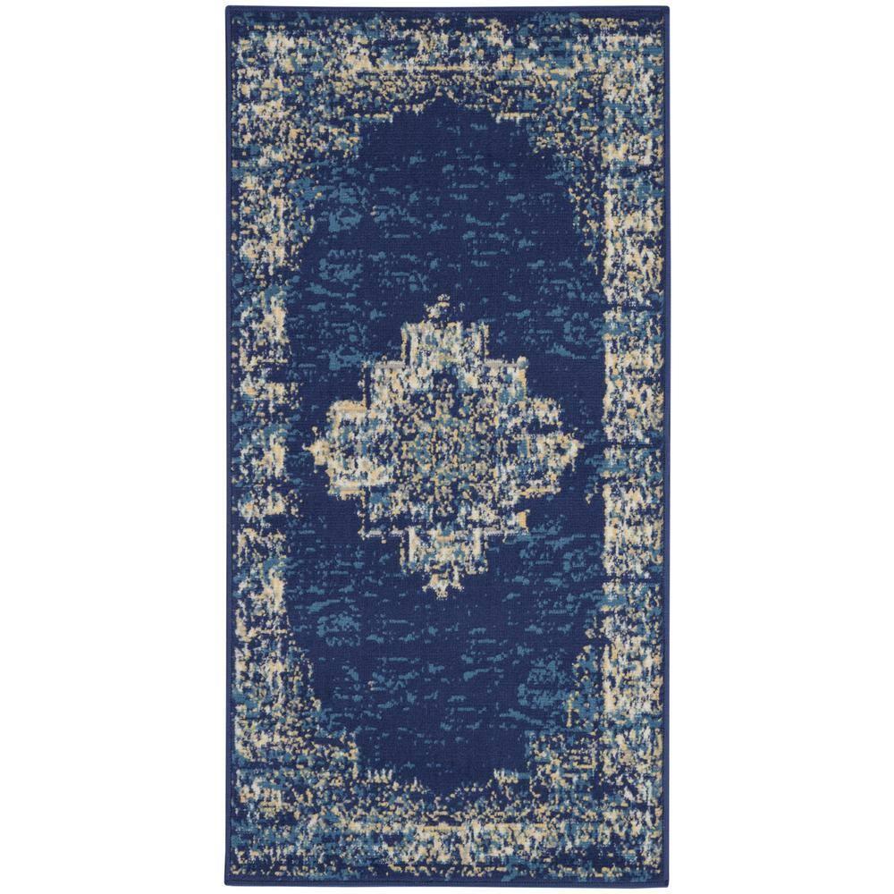 Nourison Grafix GRF14 Indoor only Area Rug - Navy Blue 2' x 4'