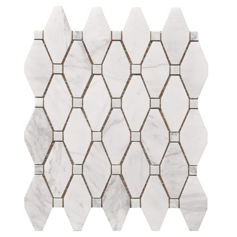Roca Tiles Large Rhombus 12" x 12" Marble Mosaic Wall & Floor Tile