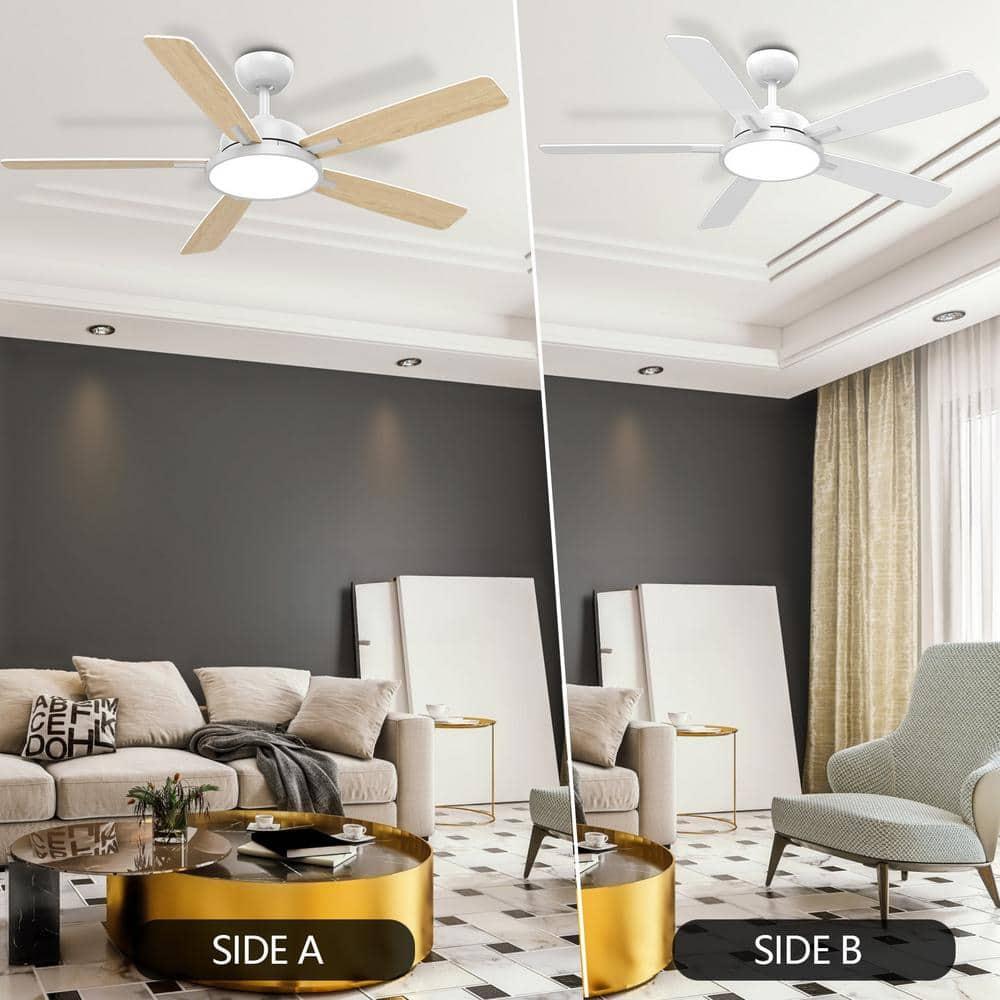 T5 52 in. Smart Indoor White Ceiling Fan with Dimmable LED Light Compatible with Google Home Alexa App Control
