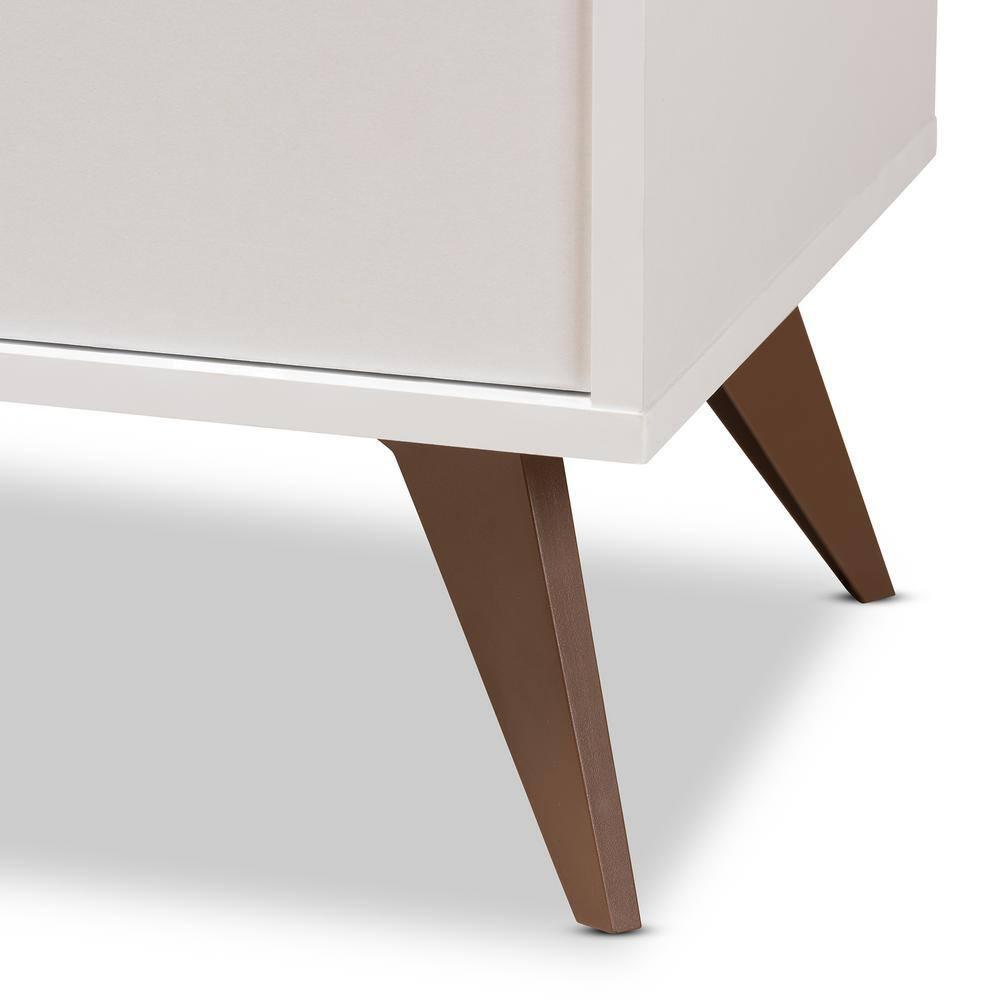 Serafino and Walnut Finished Wood Wine Cabinet White/Brown - BaxtonStudio