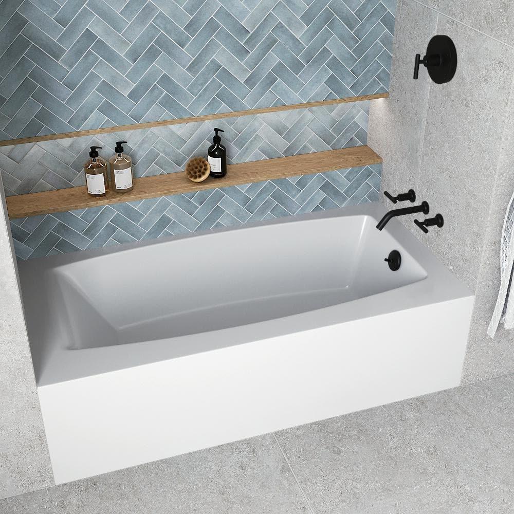 Streamline 60 in. x 30 in. Acrylic Right-Hand Drain Alcove Bathtub in Glossy White With External Drain